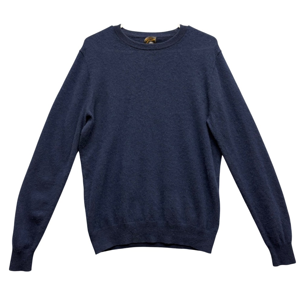 Knit for J. Crew Mens 100% Cashmere Sweater Long Sleeve Navy Blue Classic Size M